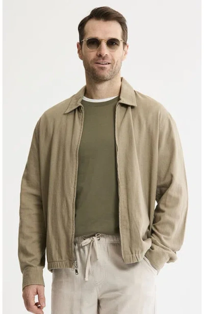 Jachs Linen Blend Zip Up Jacket In Brown