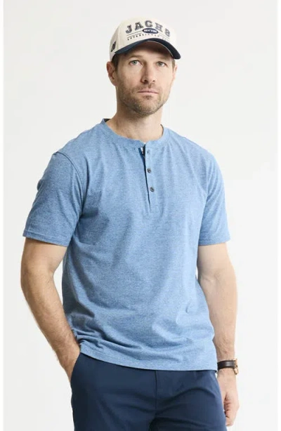 Jachs Luxe Knit Short Sleeve Henley Shirt In Blue