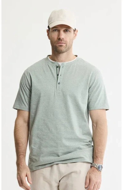Jachs Luxe Knit Short Sleeve Henley Shirt In Green