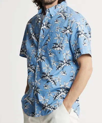 Jachs New York Bay Oxford Short Sleeve Shirt In Blue Palm Tree