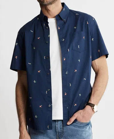 Jachs New York Bay Oxford Short Sleeve Shirt In Navy Surfer Bay In Blue