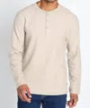Jachs New York Brushed Waffle Long Sleeve Henley In Ivory In Green