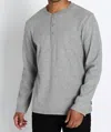 Jachs New York Brushed Waffle Long Sleeve Henley In Light Grey In Gray