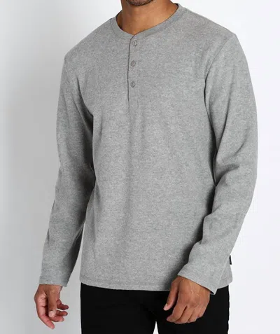 Jachs New York Brushed Waffle Long Sleeve Henley In Light Grey In Gray