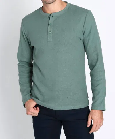 Jachs New York Brushed Waffle Long Sleeve Henley In Sage In Green