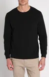 Jachs New York Bryant Long Sleeve Sueded Cotton Crewneck Shirt In Black In Black