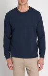 Jachs New York Bryant Long Sleeve Sueded Cotton Crewneck Shirt In Navy In Blue