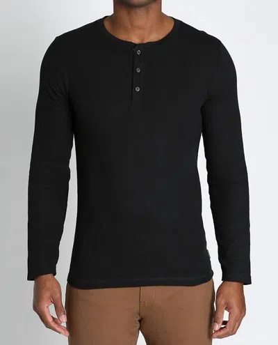 Jachs New York Classic Waffle Henley Shirt In Black
