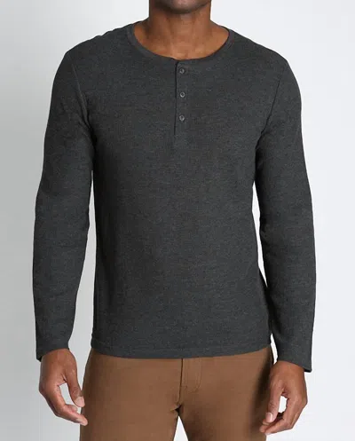 JACHS NEW YORK CLASSIC WAFFLE HENLEY SHIRT IN CHARCOAL
