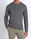 Jachs New York Cotton Modal Blend Long Sleeve Henley In Charcoal In Gray