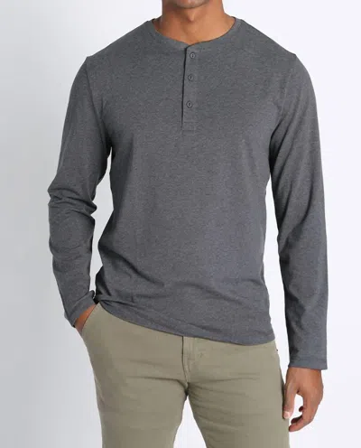Jachs New York Cotton Modal Blend Long Sleeve Henley In Charcoal In Gray