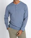 Jachs New York Cotton Modal Blend Long Sleeve Henley In Sky Blue In Blue