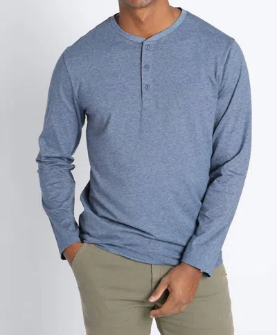 Jachs New York Cotton Modal Blend Long Sleeve Henley In Sky Blue