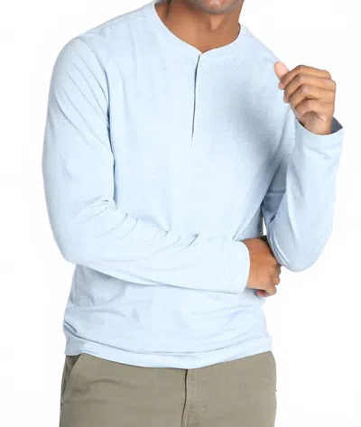 Jachs New York Cotton Modal Blend Long Sleeve Henley Shirt In Light Blue