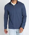Jachs New York Cotton Modal Blend Quarter Zip In Indigo In Multi