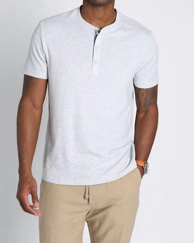 Jachs New York Cotton Modal Short Sleeve Henley Tee In Light Grey In White