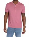 Jachs New York Cotton Modal Short Sleeve Henley Tee In Light Red In Multi