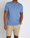 Jachs New York Cotton Modal Short Sleeve Henley Tee In Sky Blue In Blue