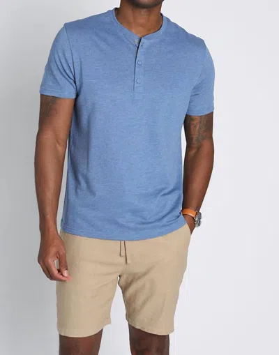 Jachs New York Cotton Modal Short Sleeve Henley Tee In Sky Blue