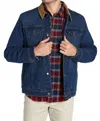 Jachs New York Denim Flannel Lined Vintage Trucker Jacket In Navy In Blue