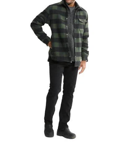 Jachs New York Doubleface Fleece Shirt Jacket In Forest Black Check