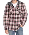 Jachs New York Flannel Hooded Shirt Jacket In Black In Multi