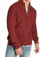 Jachs New York Full Zip Mockneck Sweater In Scarlet In Red
