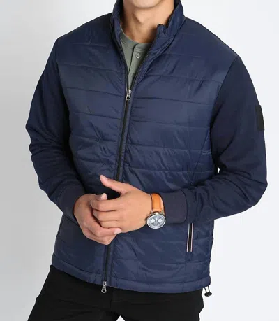 Jachs New York Hagan Mixed Media Jacket In Navy In Blue