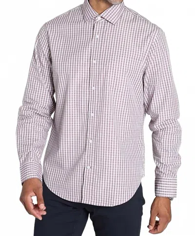 Jachs New York Hayati Spread Collar Shirt In Burgundy Plaid In Multi