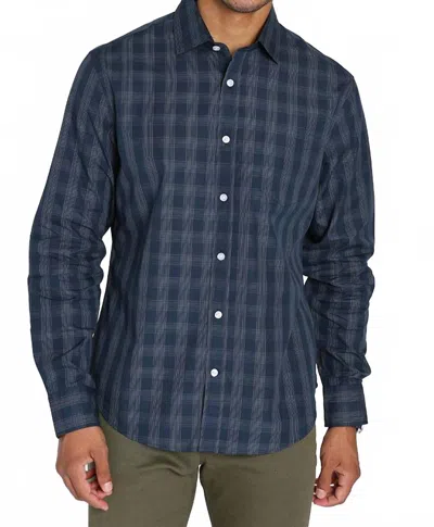 Jachs New York Hayati Spread Collar Shirt In Navy Hayati Plaid In Blue