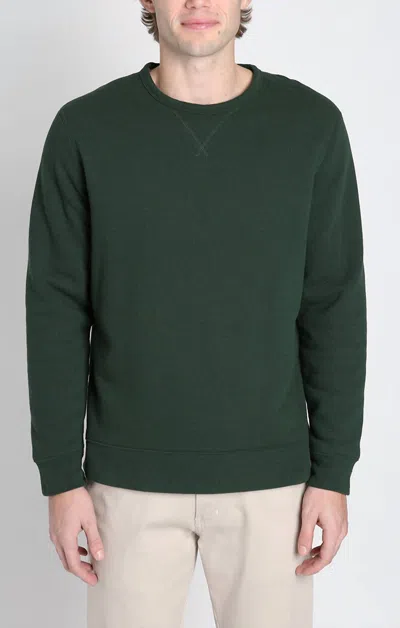 Jachs New York Kent Recycled Jacquard Sherpa Lined Crewneck Sweater In Forest Green