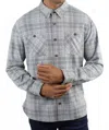 Jachs New York Knit Flannel Shirt In Grey Plaid Knit In Gray