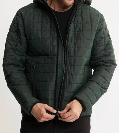 Jachs New York Light Quilted Hooded Puffer Jacket In Forest Green