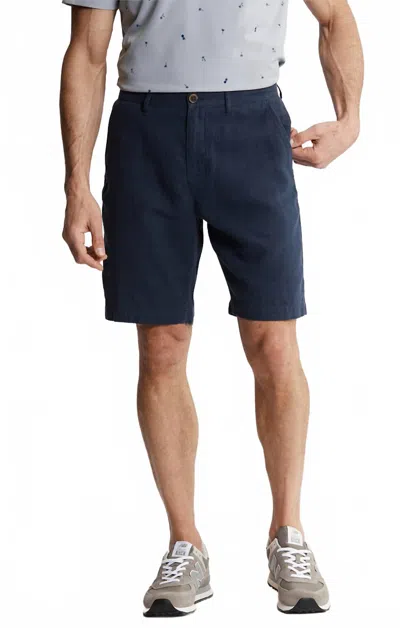 Jachs New York Linen Blend Short In Dark Blue In Black