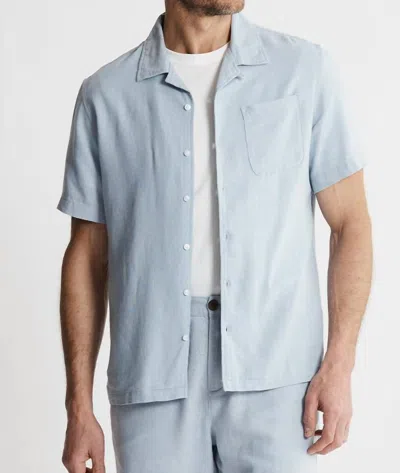 Jachs New York Linen Suffolk Short Sleeve Camp Shirt In Light Blue
