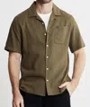 Jachs New York Linen Suffolk Short Sleeve Camp Shirt In Olive In Green