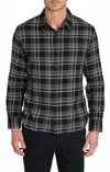 Jachs New York Manor 6oz Stretch One Pocket Flannel Shirt In Black Grey Plaid In Black