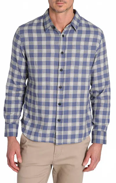 Jachs New York Manor 6oz Stretch One Pocket Flannel Shirt In Royal Blue Plaid In Multi
