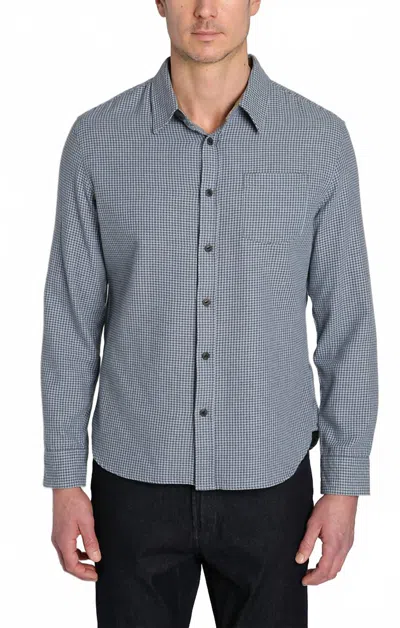 Jachs New York Manor Brushed Twill Flannel Shirt In Blue Micro Plaid In Multi