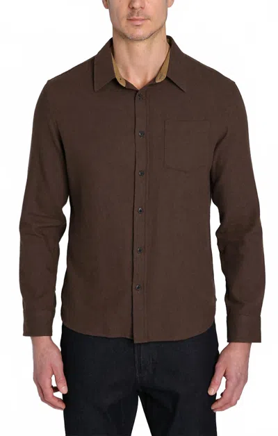 Jachs New York Manor Brushed Twill Flannel Shirt In Brown