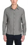 Jachs New York Manor Brushed Twill Flannel Shirt In Charcoal In Gray