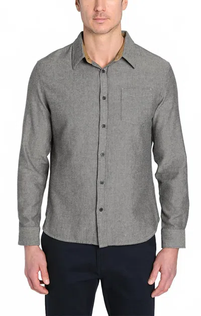 Jachs New York Manor Brushed Twill Flannel Shirt In Charcoal In Gray