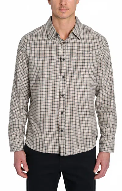 Jachs New York Manor Brushed Twill Flannel Shirt In Ivory Plaid In Gray