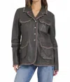 Jachs New York Meryl Leather Coat In Greystone In Black