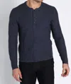 Jachs New York Mixed Stitch Waffle Sweater Henley In Navy In Blue