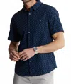 Jachs New York Poly Spandex Short Sleeve Tech Shirt In Indigo Poly Print In Multi