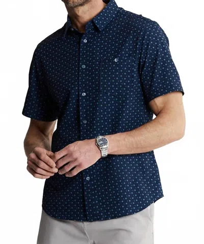 Jachs New York Poly Spandex Short Sleeve Tech Shirt In Indigo Poly Print In Multi