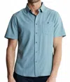 Jachs New York Poly Spandex Short Sleeve Tech Shirt In Teal Poly Print In Blue