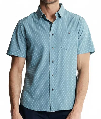 Jachs New York Poly Spandex Short Sleeve Tech Shirt In Teal Poly Print In Blue