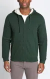 Jachs New York Recycled Jacquard Sherpa Lined Full Zip Hoodie In Green In Green